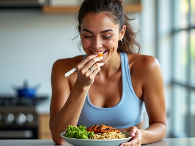 Athlete consuming a healthy meal post-workout